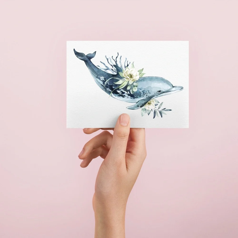 Wall Art Watercolor Dolphin Print Poster Unframed - Picture 7 of 16